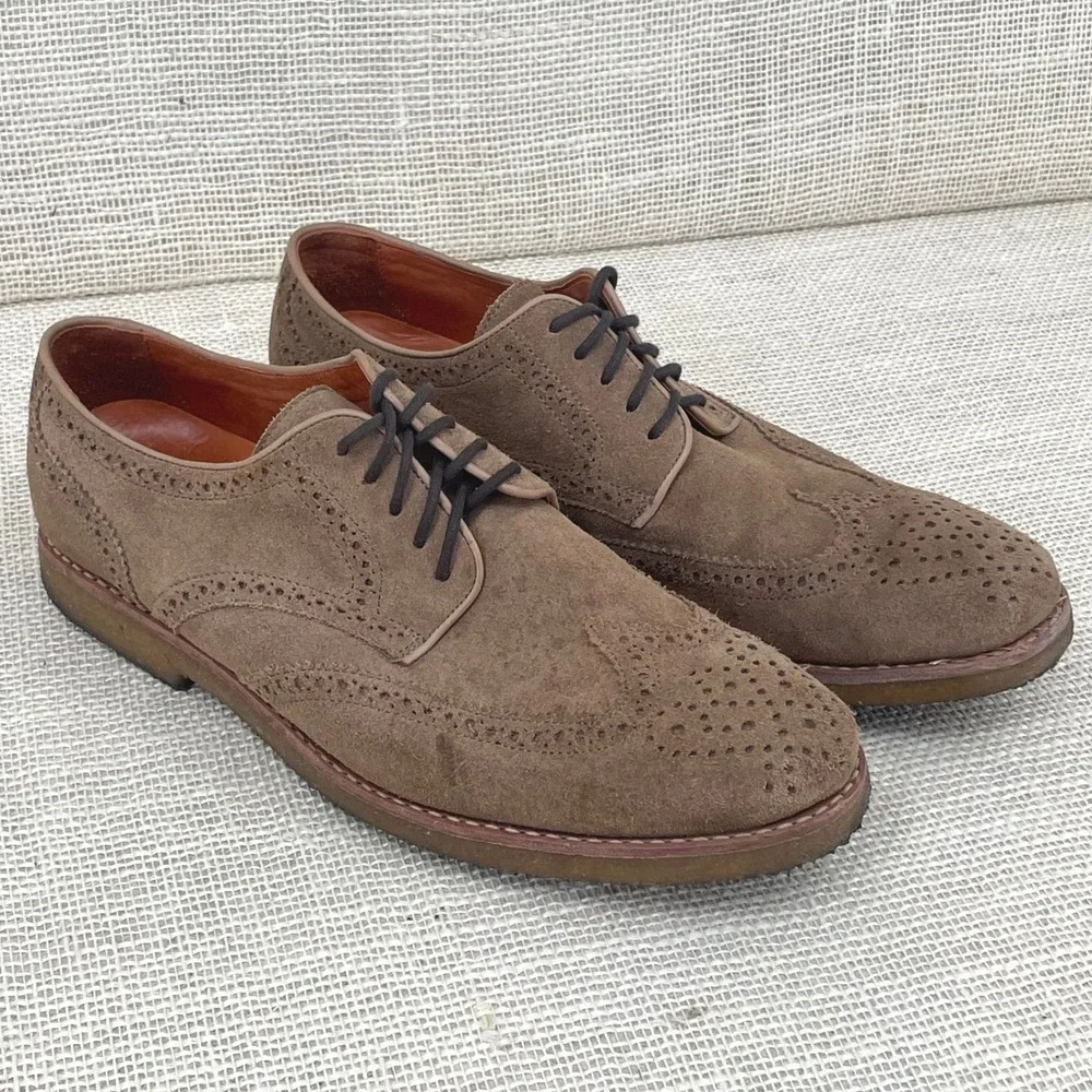 Peter Millar Mens Brown‎ Suede Wingtip Brogue Derby Shoes MF14F06 Size 9.5 M